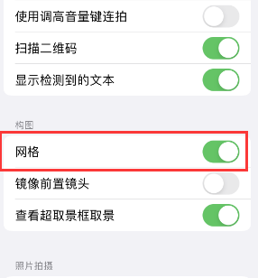 红古苹果手机维修网点分享iPhone如何开启九宫格构图功能