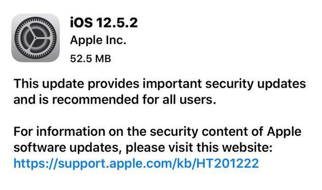 红古苹果手机维修分享iOS12.5.2发布，建议所有老苹果用户安装 